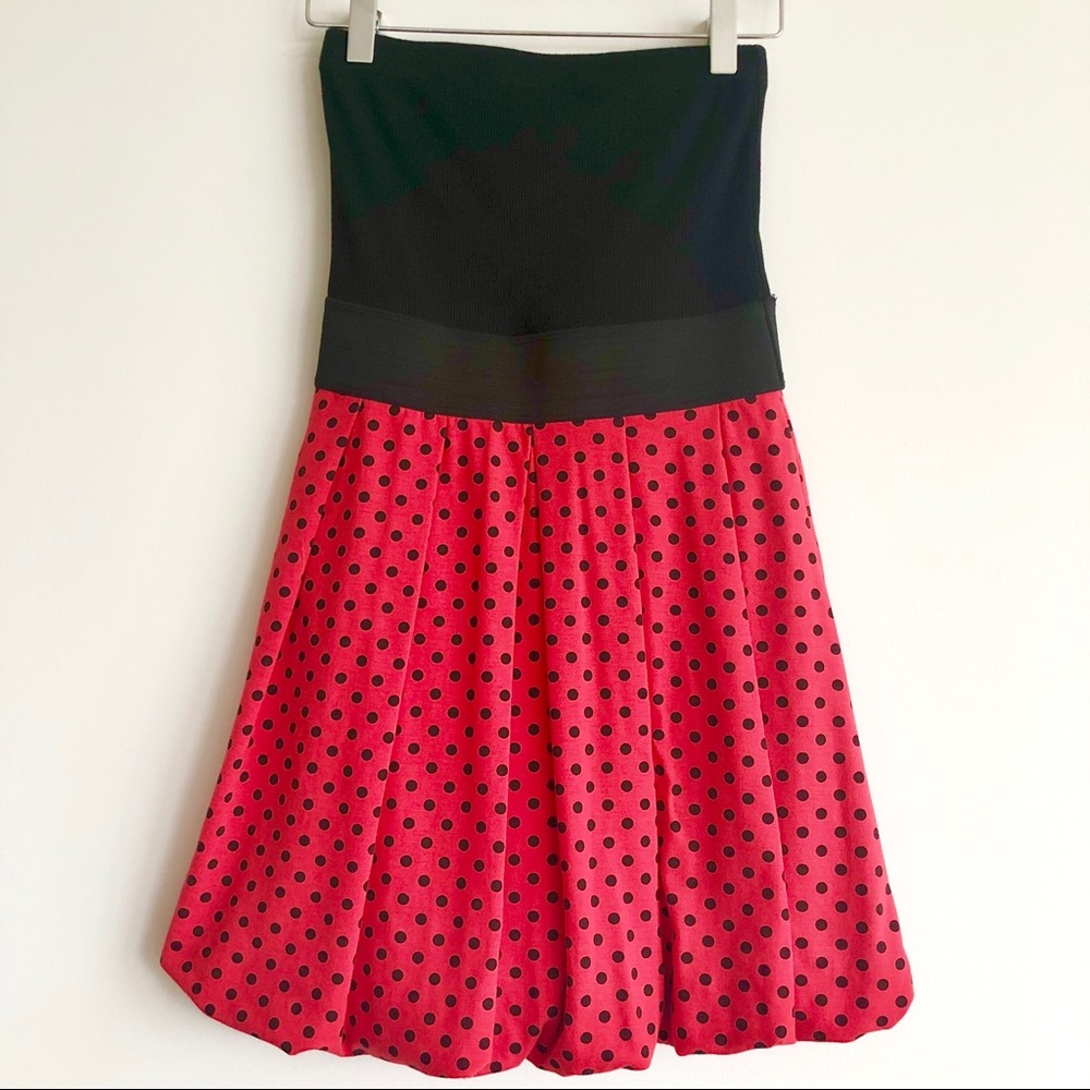 Lady Bug Strapless Red & Black Polka Dot Dress